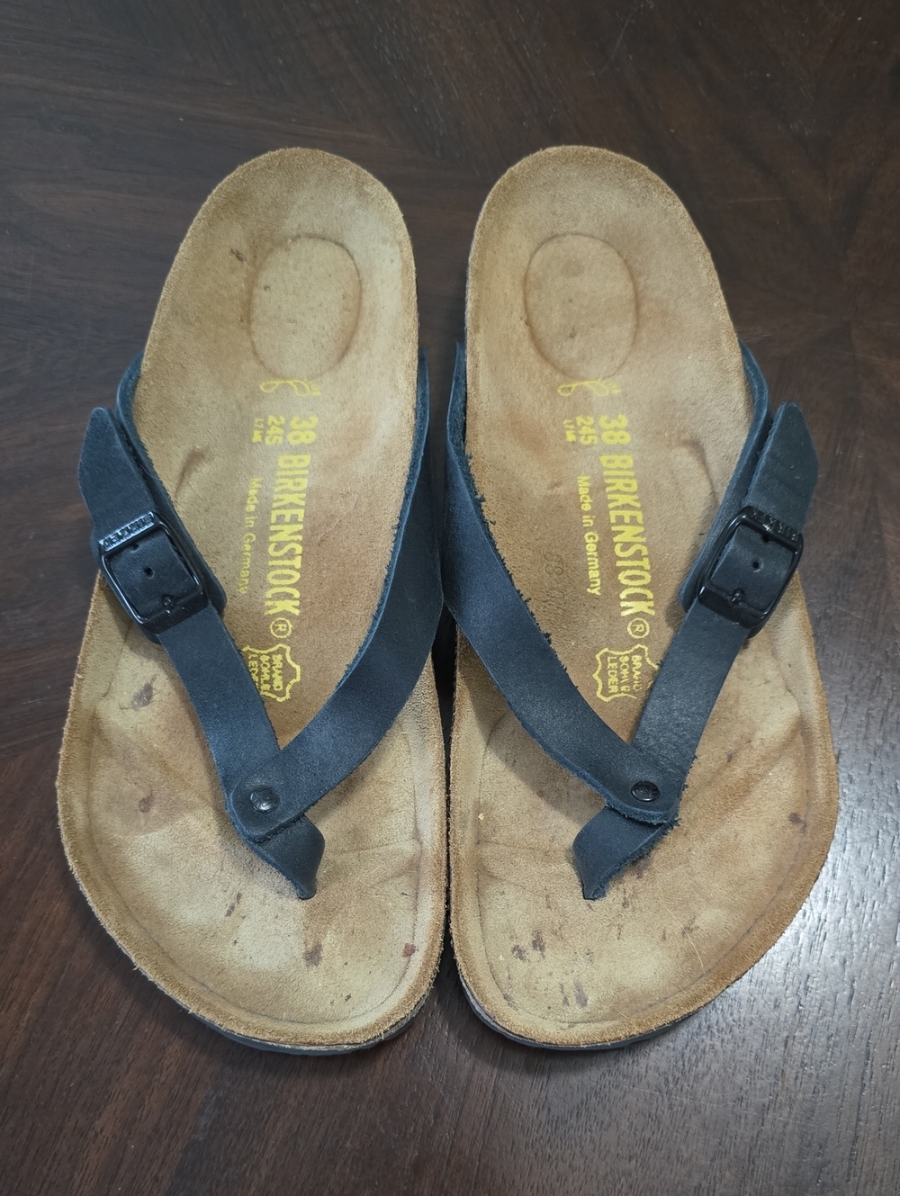 Birkenstock Black Thong Sandals with Buckle